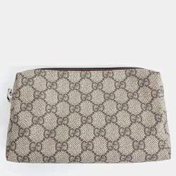 Pre Owned Gucci Beige Coated Canvas XFPM Beauty Case