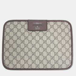 Pre Owned Gucci Beige Coated Canvas XFPM Beauty Case