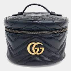 Gucci Black Leather Marmont Matrasse Backpack