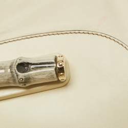 Gucci Cream Leather Pop Bamboo Top Handle Bag