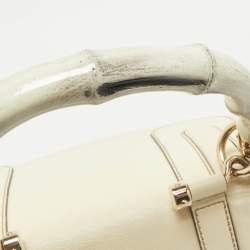 Gucci Cream Leather Pop Bamboo Top Handle Bag