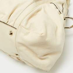 Gucci Cream Leather Pop Bamboo Top Handle Bag