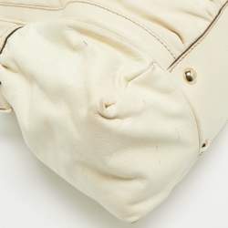 Gucci Cream Leather Pop Bamboo Top Handle Bag