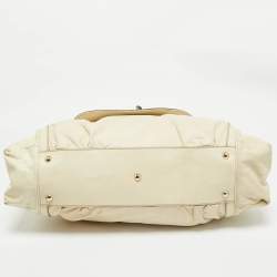 Gucci Cream Leather Pop Bamboo Top Handle Bag