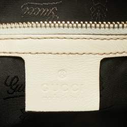 Gucci Cream Leather Pop Bamboo Top Handle Bag