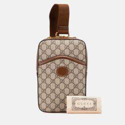 Gucci Brown GG Supreme Interlocking G Sling Bag