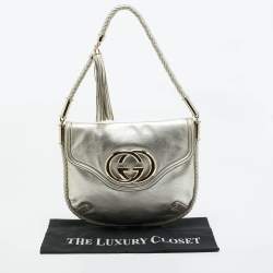 Gucci Gold Leather Medium Britt Tassel Hobo