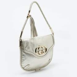 Gucci Gold Leather Medium Britt Tassel Hobo