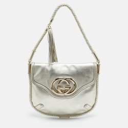 Gucci Gold Leather Medium Britt Tassel Hobo