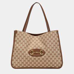 Gucci Brown GG Canvas Horsebit 1955 Tote