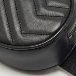 Gucci Black Matelassé Leather Mini GG Marmont Belt Bag