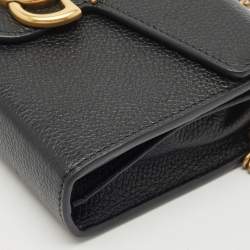 Gucci Black Leather GG Marmont Wallet on Chain