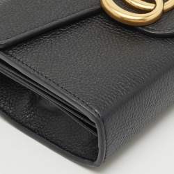 Gucci Black Leather GG Marmont Wallet on Chain