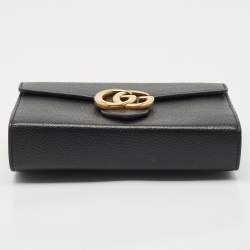 Gucci Black Leather GG Marmont Wallet on Chain