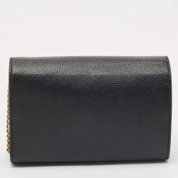 Gucci Black Leather GG Marmont Wallet on Chain