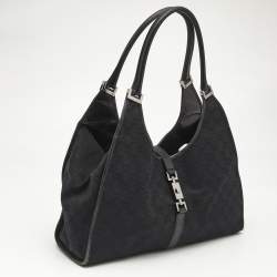 Gucci Black GG Canvas and Leather Jackie O Hobo