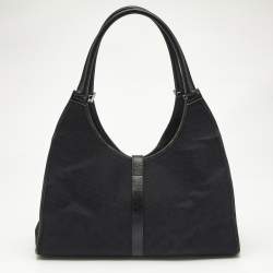 Gucci Black GG Canvas and Leather Jackie O Hobo