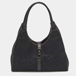 Gucci Black GG Canvas and Leather Jackie O Hobo