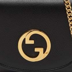 Gucci Black Leather Blondie Medium Wallet On Chain