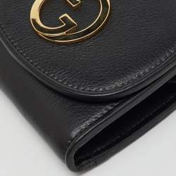 Gucci Black Leather Blondie Medium Wallet On Chain