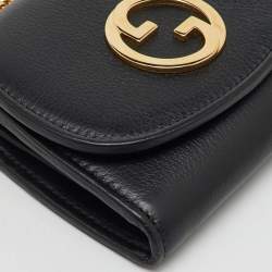 Gucci Black Leather Blondie Medium Wallet On Chain