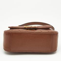 Gucci Brown Matelasse Leather Mini GG Marmont Top Handle Bag