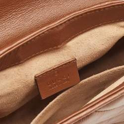 Gucci Brown Matelasse Leather Mini GG Marmont Top Handle Bag