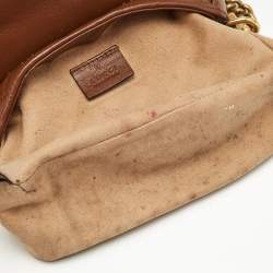 Gucci Brown Matelasse Leather Mini GG Marmont Top Handle Bag