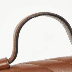 Gucci Brown Matelasse Leather Mini GG Marmont Top Handle Bag