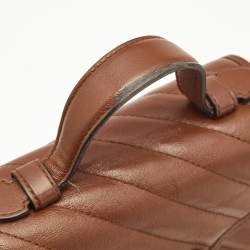 Gucci Brown Matelasse Leather Mini GG Marmont Top Handle Bag