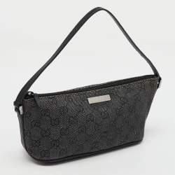 Gucci Dark Grey/Black GG Canvas And Leather Boat Pochette