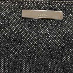 Gucci Dark Grey/Black GG Canvas And Leather Boat Pochette