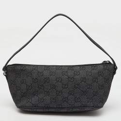 Gucci Dark Grey/Black GG Canvas And Leather Boat Pochette
