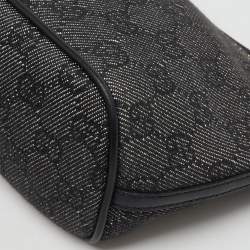 Gucci Dark Grey/Black GG Canvas And Leather Boat Pochette