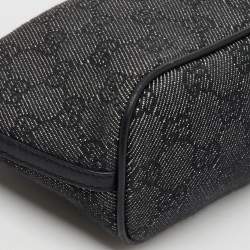 Gucci Dark Grey/Black GG Canvas And Leather Boat Pochette
