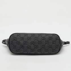 Gucci Dark Grey/Black GG Canvas And Leather Boat Pochette