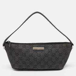 Gucci Dark Grey/Black GG Canvas And Leather Boat Pochette