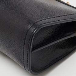Gucci Black Leather GG Web Detail Ophidia Medium Chain Shoulder Bag