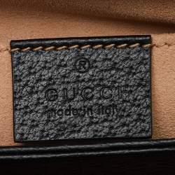 Gucci Black Leather GG Web Detail Ophidia Medium Chain Shoulder Bag