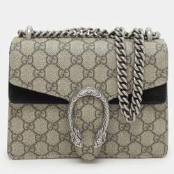 Gucci Beige/Black GG Supreme Canvas and Suede Mini Dionysus Shoulder Bag