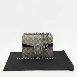 Gucci Beige/Black GG Supreme Canvas and Suede Mini Dionysus Shoulder Bag