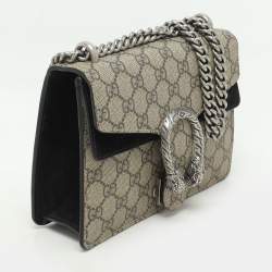 Gucci Beige/Black GG Supreme Canvas and Suede Mini Dionysus Shoulder Bag