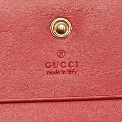 Gucci Beige/Red GG Supreme Coated Canvas Cherry Crystals Embellished Card Case