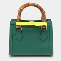 Gucci Green Leather Mini Diana Tote