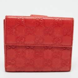 Gucci Orange Guccissima Leather Flap Compact Wallet