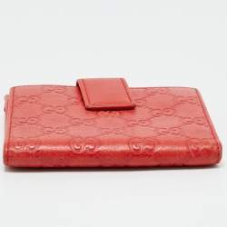 Gucci Orange Guccissima Leather Flap Compact Wallet