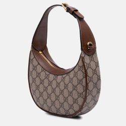 Gucci Brown Mini GG Supreme Half Moon Bag