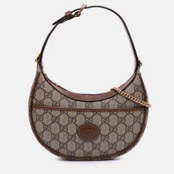 Gucci Brown Mini GG Supreme Half Moon Bag
