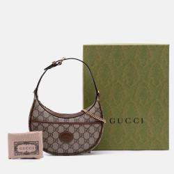 Gucci Brown Mini GG Supreme Half Moon Bag