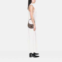 Gucci Brown Mini GG Supreme Half Moon Bag